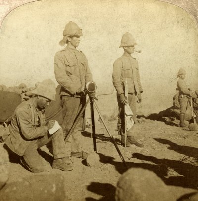 Signalere fra Yorkshire Regiment, New Zealand Hill, Sør-Afrika, Boer War, 1900 av Underwood and Underwood