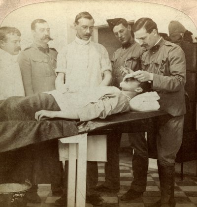 Soldat som falt ved fronten, Wynberg Hospital, Cape Town, Sør-Afrika, Boer War, 1899-1902 av Underwood and Underwood