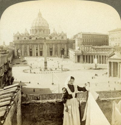 Petersplassen og basilikaen og Vatikanet, Roma, Italia. av Underwood and Underwood