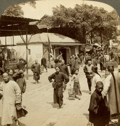 Gatebilde, Kanton, Kina. av Underwood and Underwood