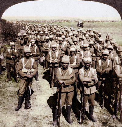 Gardebrigaden på marsj til Kroonstad, Sør-Afrika, Boer War, 1900. av Underwood and Underwood
