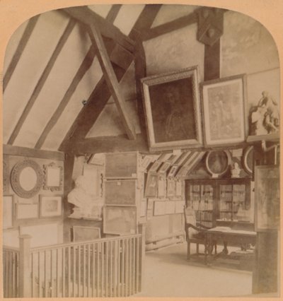 Biblioteket i Shakespeares hus, Stratford-on-Avon, England, 1900. av Underwood and Underwood