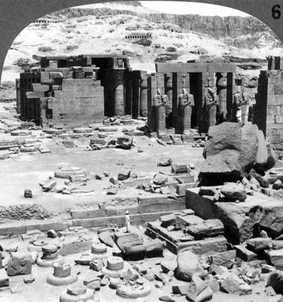 Ramesseum, tempelet til Ramses II, i Theben, Egypt, 1905. av Underwood and Underwood