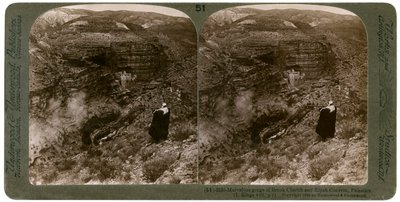 Kløften til Brook Cherith og Elijah-klosteret, Palestina, 1890. av Underwood and Underwood
