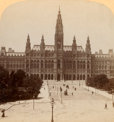 Det store Rathhaus, Wien, Østerrike-tårnet 320 fot høyt, 1899. av Underwood and Underwood