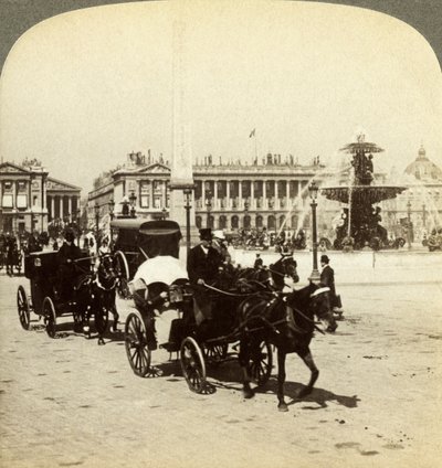 Obelisken og fontenen, Place de la Concorde, Paris, Frankrike, 1800-tallet. av Underwood and Underwood