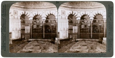 Den hellige klippen, der Temple Alter sto, Mount Moriah, Jerusalem, Palestina, 1900. av Underwood and Underwood