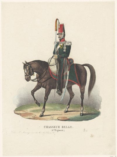 Belgisk frivillig jeger, 1830 Chasseur Belge (2.me Regiment) (tittel på objekt) av Unknown