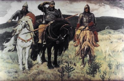 Bogatiri (Heltene) og Victor Mikhailovich Vasnetsov, 1898. av Unknown