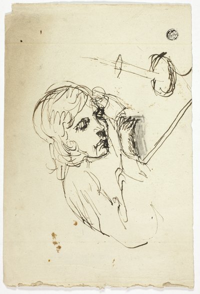 Boy Asleep by Candle av Unknown