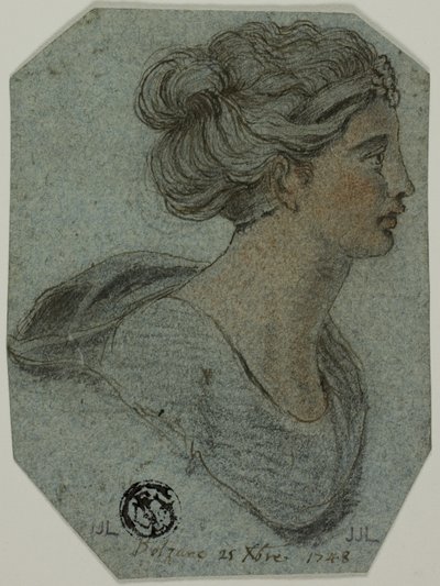Byste av jente i profil til høyre av Unknown