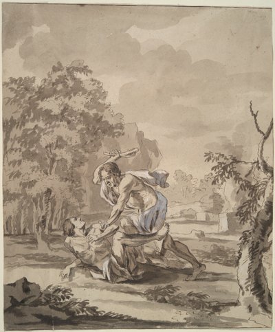 Kain dreper Abel av Unknown