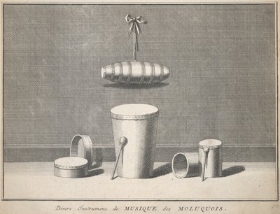 Diverse molukkanske musikkinstrumenter av Unknown