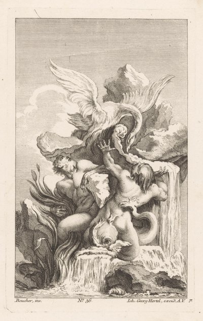 Fontene med svane og menn Diverse Fontaines (serietittel) av Unknown