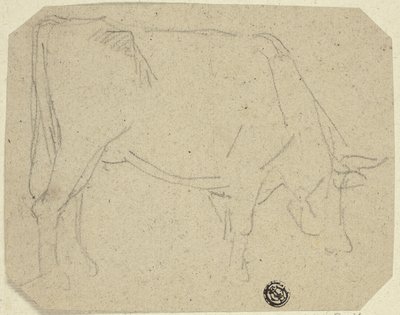 Beitende ku (vendt til høyre) (recto); Bakparten til en hest (verso) av Unknown
