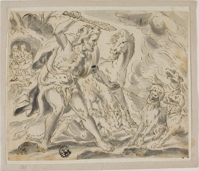 Hercules, Cerberus og Mares of Diomedes av Unknown