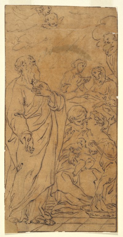 Hellig familie og hellig (Jomfruens fødsel), i Roma, S.Giovanni i Fonte av Unknown
