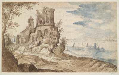 Imaginært landskap med Sibylla-tempelet, Tivoli av Unknown