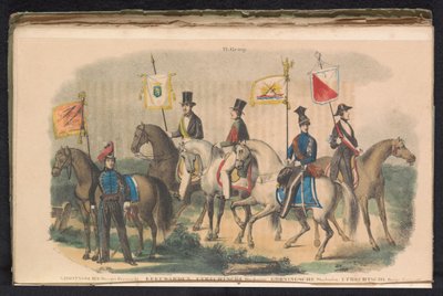 Kostymer og bannere til æresvaktene i Groningen, Leeuwarden og Utrecht, 1840-1842 VI. Gruppe (tittel på objekt) av Unknown