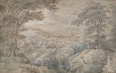Landskap med fjernsyn i dalen av Unknown