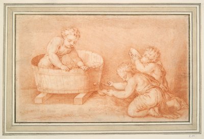 Putti som lager vin av Unknown