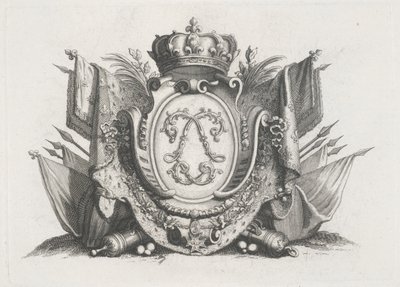 Royal Crest med krone og flagg og interlaced av Unknown