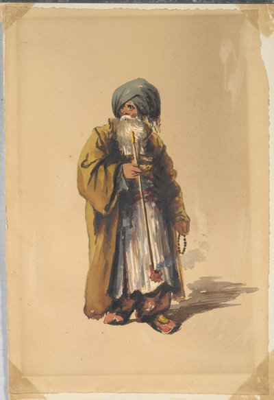 Russisk eller tyrkisk mann som røyker pipe av Unknown