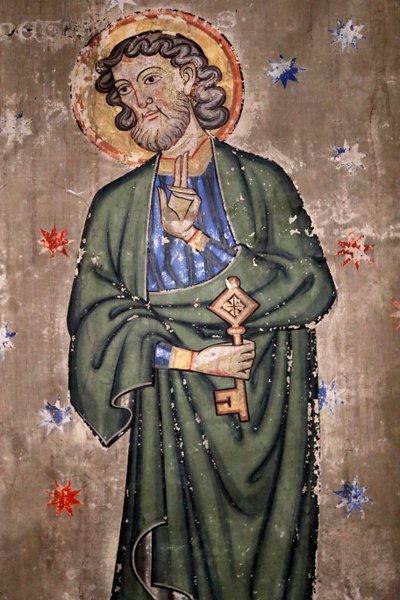 Saint-Pierre-le-Jeune protestantiske kirke, Saint Peter, Fresco, Strasbourg, Frankrike. av Unknown
