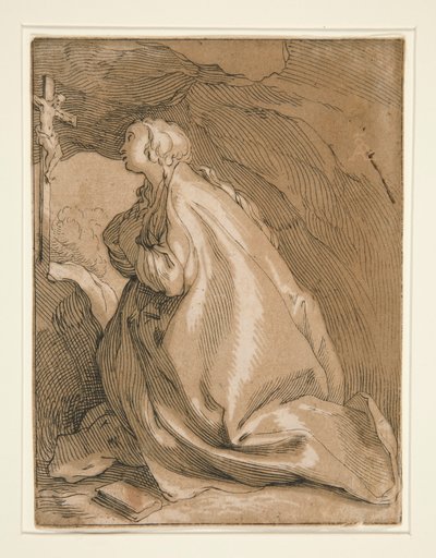 Saint Mary Magdalen i hulen mot venstre av Unknown