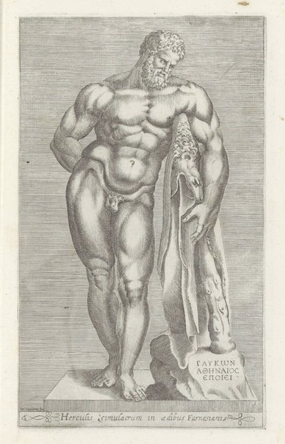 Skulptur av Hercules Hercules Farnese Statue av Hercules i det farnesiske palasset (tittel på objekt) Antikke skulpturer i Roma (serietittel) Ikoner av de gamle statuene av byen Roma som er sett på offentlige steder (serietittel) av Unknown