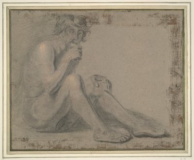 Sittende mann naken av Unknown