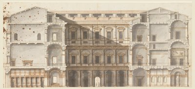 Del av vingene og høyden av en mur på domstolen, Palazzo Farnese, Roma av Unknown