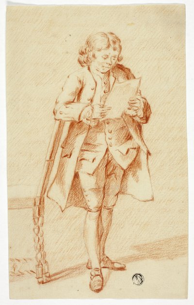 Stående mann som leser et brev av Unknown