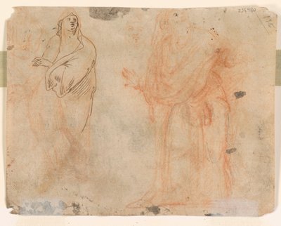Studier av fallende figurer (recto); Studier av figurer i draperte klær (verso) av Unknown