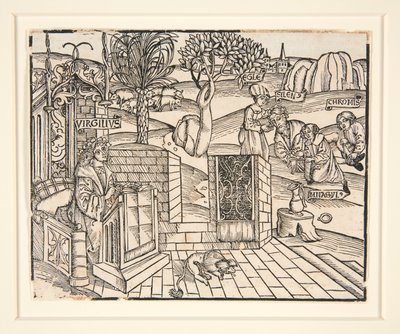 Shepherds Chromis og Mnasyle binder opp den sovende silenus. 1502. Fra en illustrert publikasjon av Virgil av Unknown