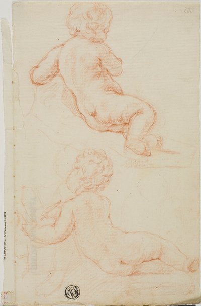 To Putti sett fra baksiden, en skriver av Unknown