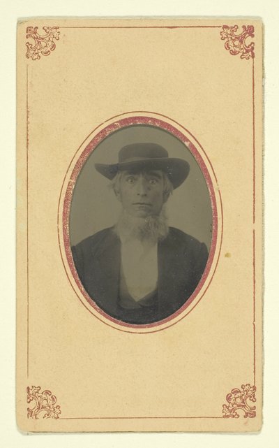 Uten tittel (Portrett av en skjegget mann med hatt) av Unknown