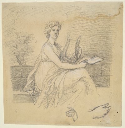 Kvinne med Lyre av Unknown