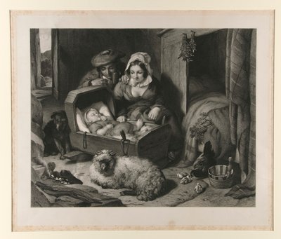 Ungt par med sovende barn av Unknown