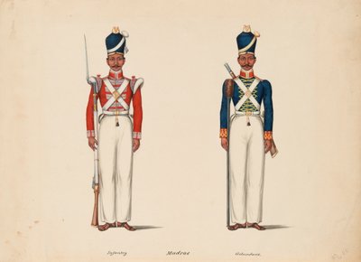 10. Madras Native Infantry og Madras Artillery av Unknown artist
