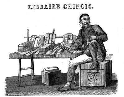 A Chinese bookseller in the 19th century. av Unknown artist