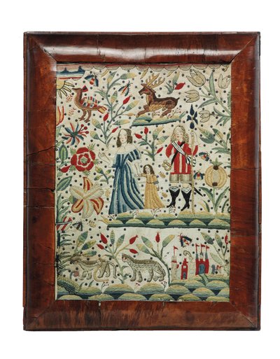 Et håndarbeidsbilde av William og Mary, ca. 1690 (lin og ull) av Unknown artist