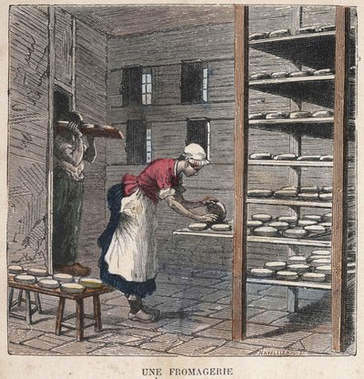 En ostefabrikk. 1800-talls illustrasjon. Bianchetti samling. av Unknown artist