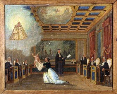 Et barn stilt for en domstol - ex-voto av Notre Dame de Laghet av Unknown artist