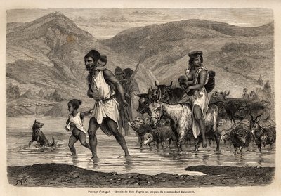 En familie av kabylske gjetere krysser wadi Djema for å gå til Beni Menguellet-marsjen, den viktigste i regionen; familiens overhode våger seg først, etterfulgt av familien og flokken hans, sauene først og etter dem hoveddelen av storfeet. Eng av Unknown artist