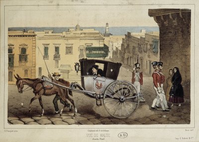 Et stikk i gatene på Malta - gravering av Unknown artist