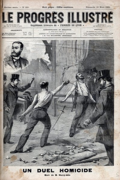 En drapsduell - 1. mars 1895, en duell med talen mellom to medlemmer av komiteen for fransk Afrika, som tidligere var gode kamerater, Alfred Le Chatelier og Hippolyte Percher, alias Harry Alis, og denne av Unknown artist