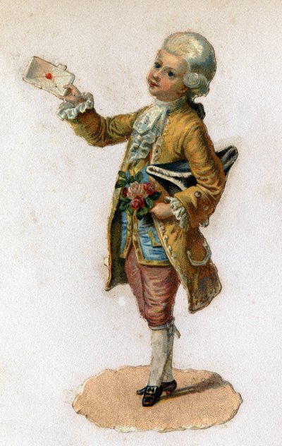 A messenger (18th century) carrying a sealed letter. Chromolithography around 1890. av Unknown artist