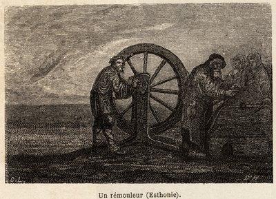 En fjerner i Estland. Tegning av Henriet, for å illustrere hans reise til de russiske baltiske provinsene i 1851-54. Gravering i "" Le tour du monde"", redigert av Edouard Charton av Unknown artist