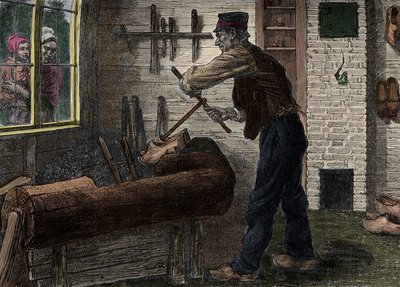 En sabotør på jobb i verkstedet sitt i Belgia, I "" Le journal de la jeunesse 1888"". av Unknown artist